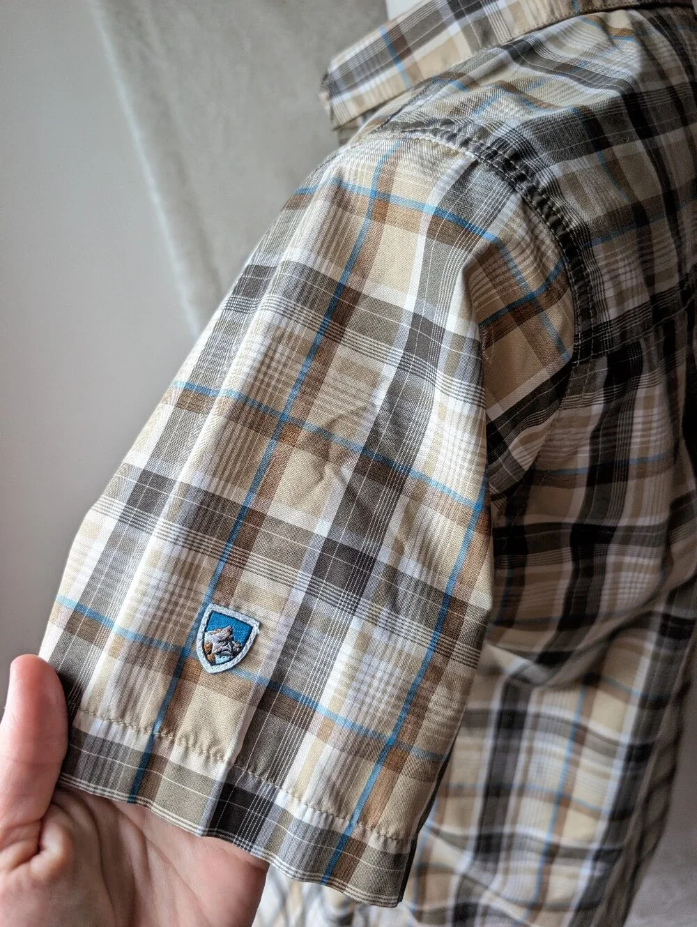 Kuhl Kahki Plaid Short Sleeve Outdoor Buttondown